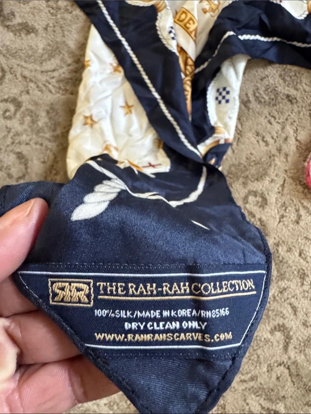 Nautical Crest Silk Scarf in Navy, Cream & Gold